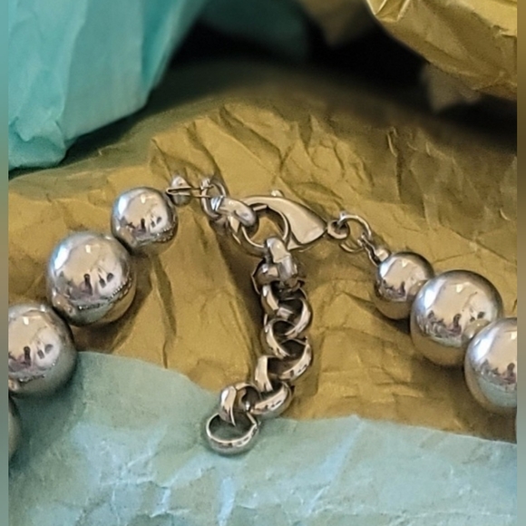 90s Wood and Silver Beaded Spiked Statement Necklace - Picture 4 of 4